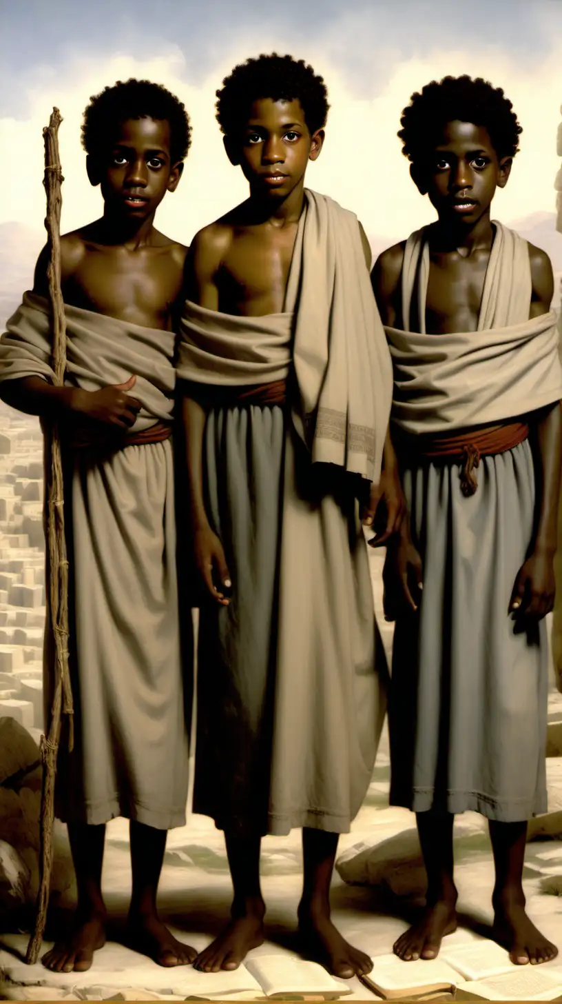 Three Black Hebrew Boys in Ancient Biblical Setting