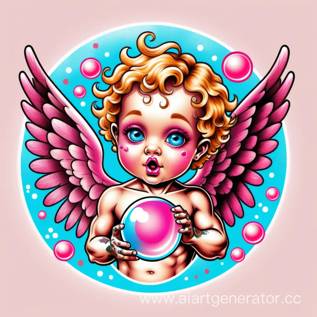 Cherubic-Baby-Angel-with-Bubblegum-Tattoos-in-Vibrant-Colors