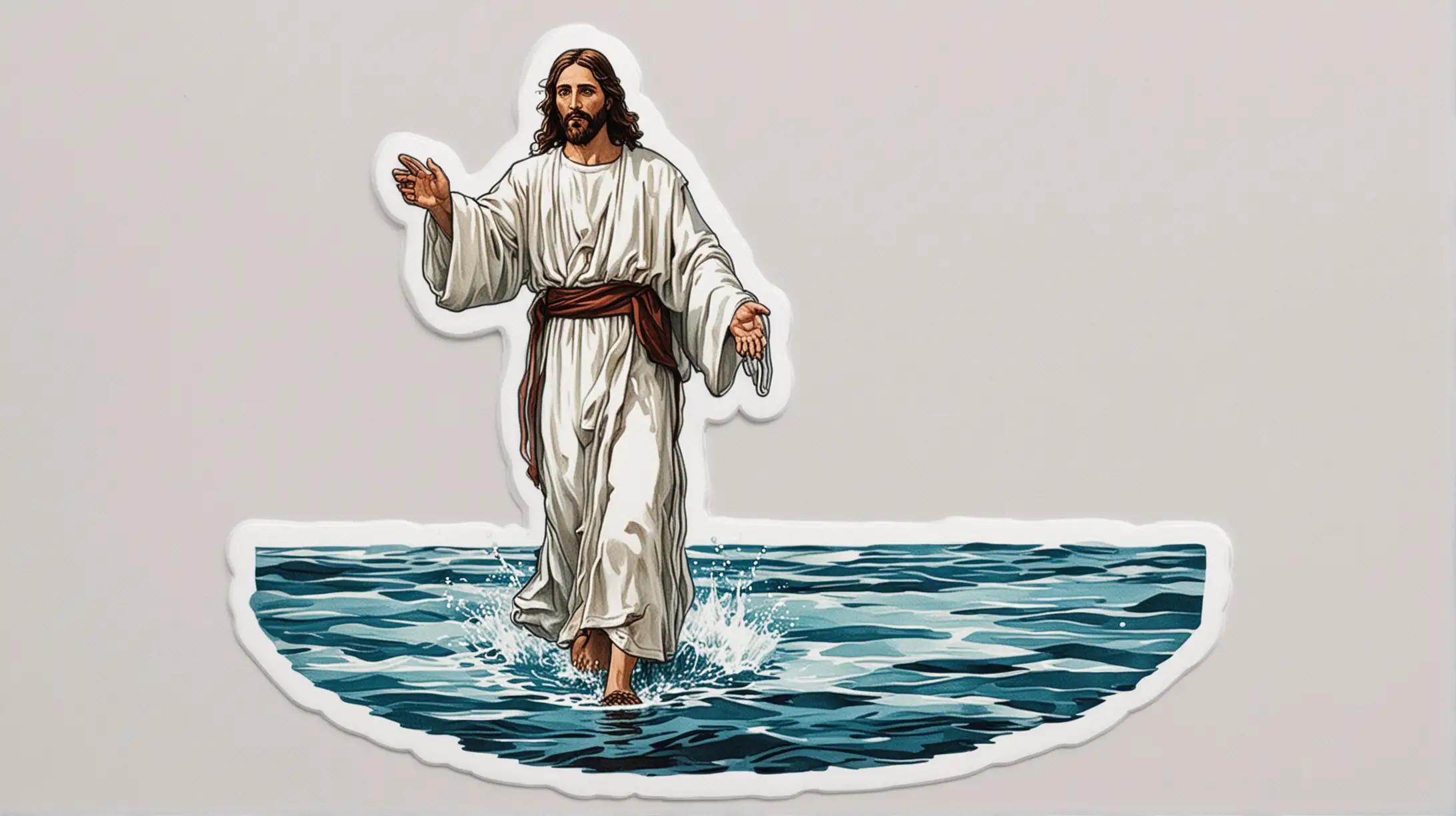 Miracle of Jesus Walking on Water Die Cut Sticker