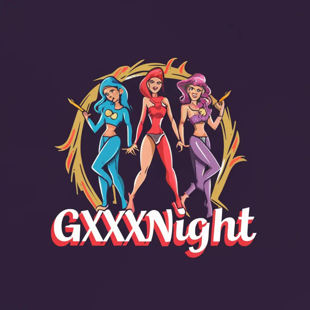 a logo design,with the text 'gxxxnight', main symbol:show girls,Moderate,clear background