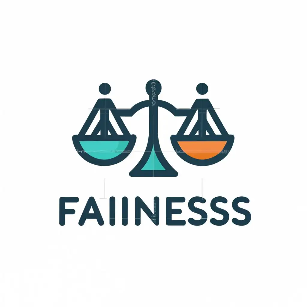 a logo design,with the text "fairness", main symbol:balance of people,Minimalistic,clear background
