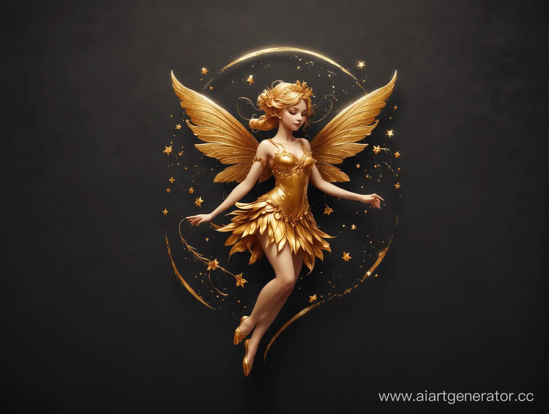 Золотая фея на темном фоне логотип