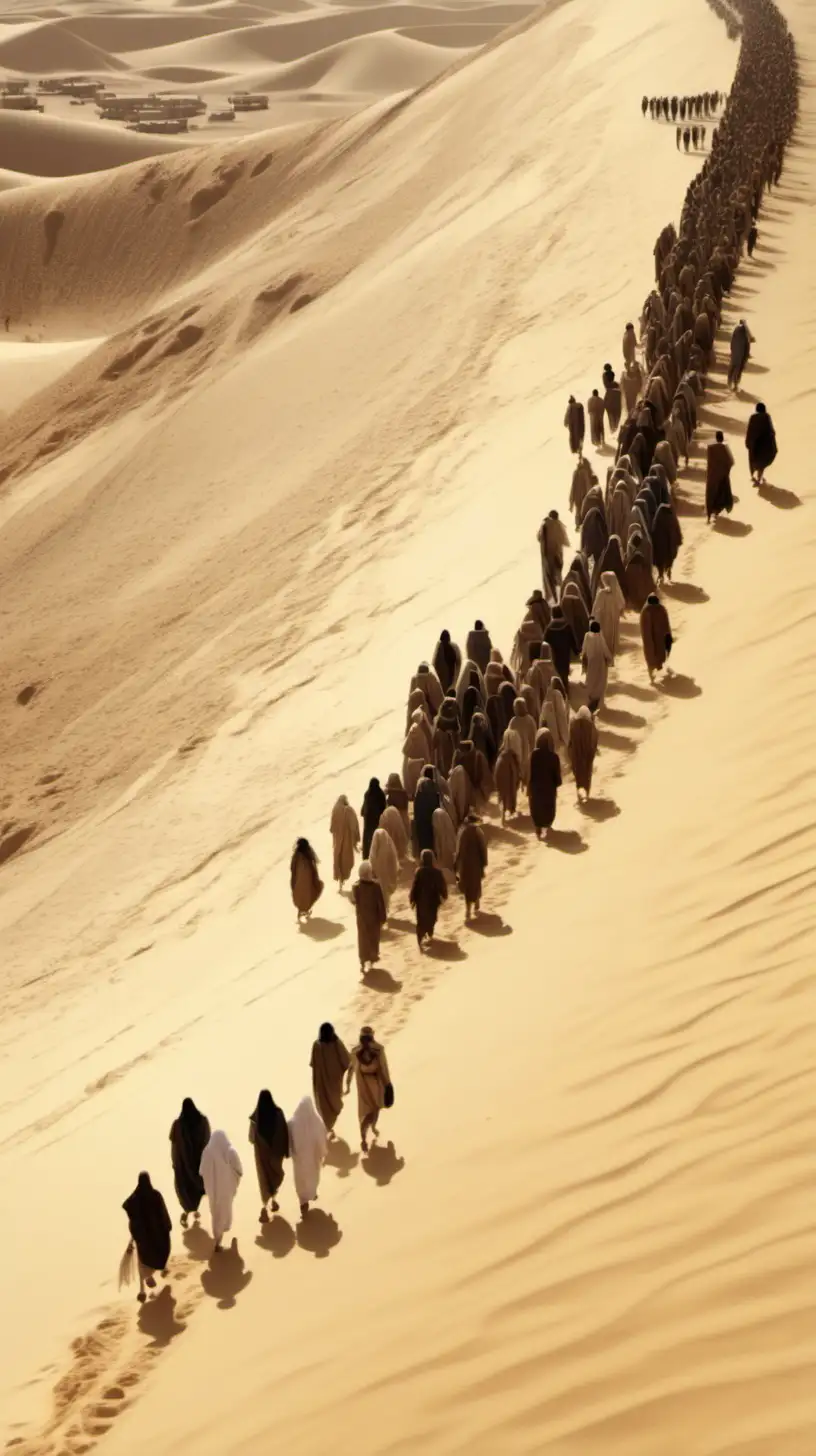 Exodus of the Israelites Journey through the Desert in a CloseUp Shot