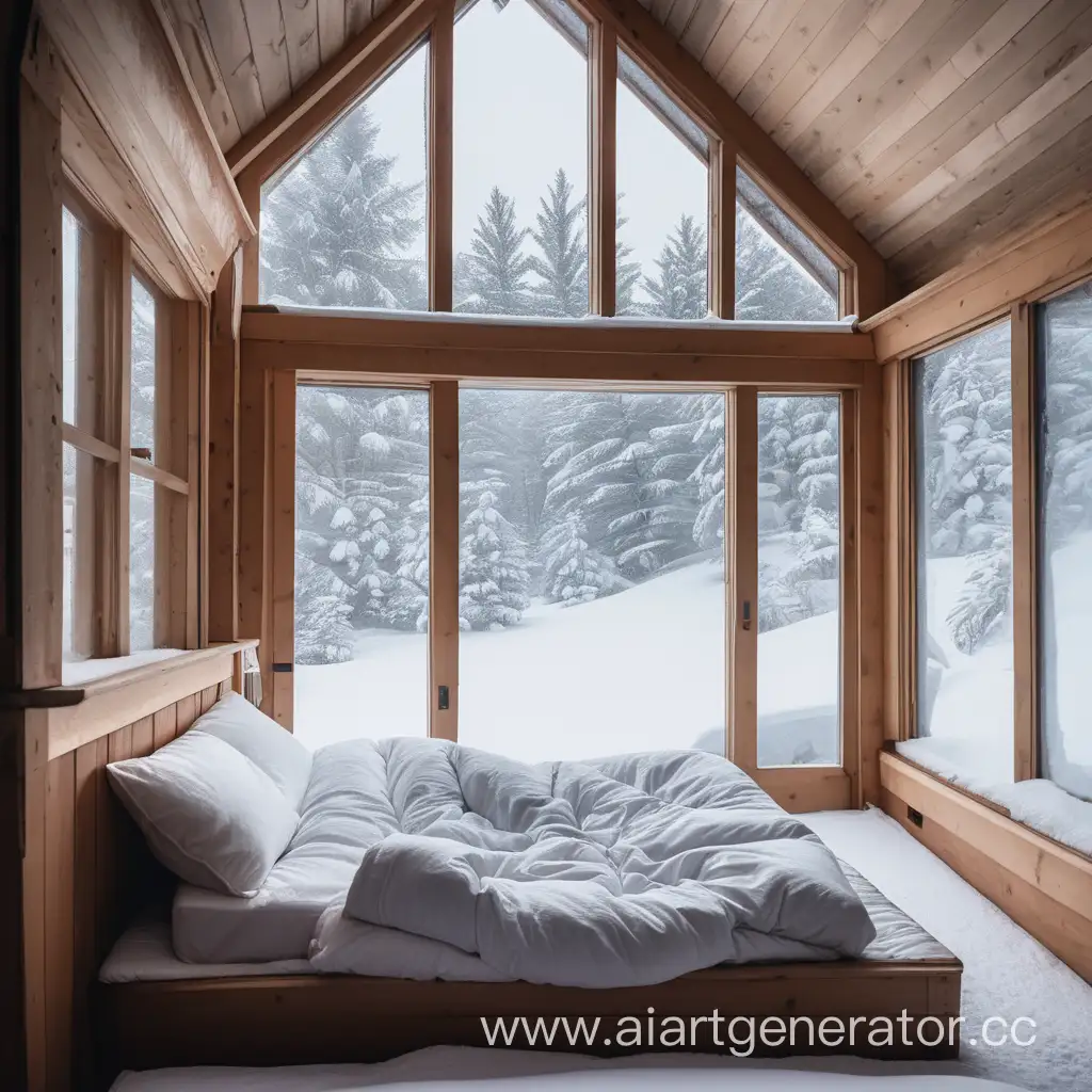 Cozy-Bedroom-Scene-with-Snowy-Window-View