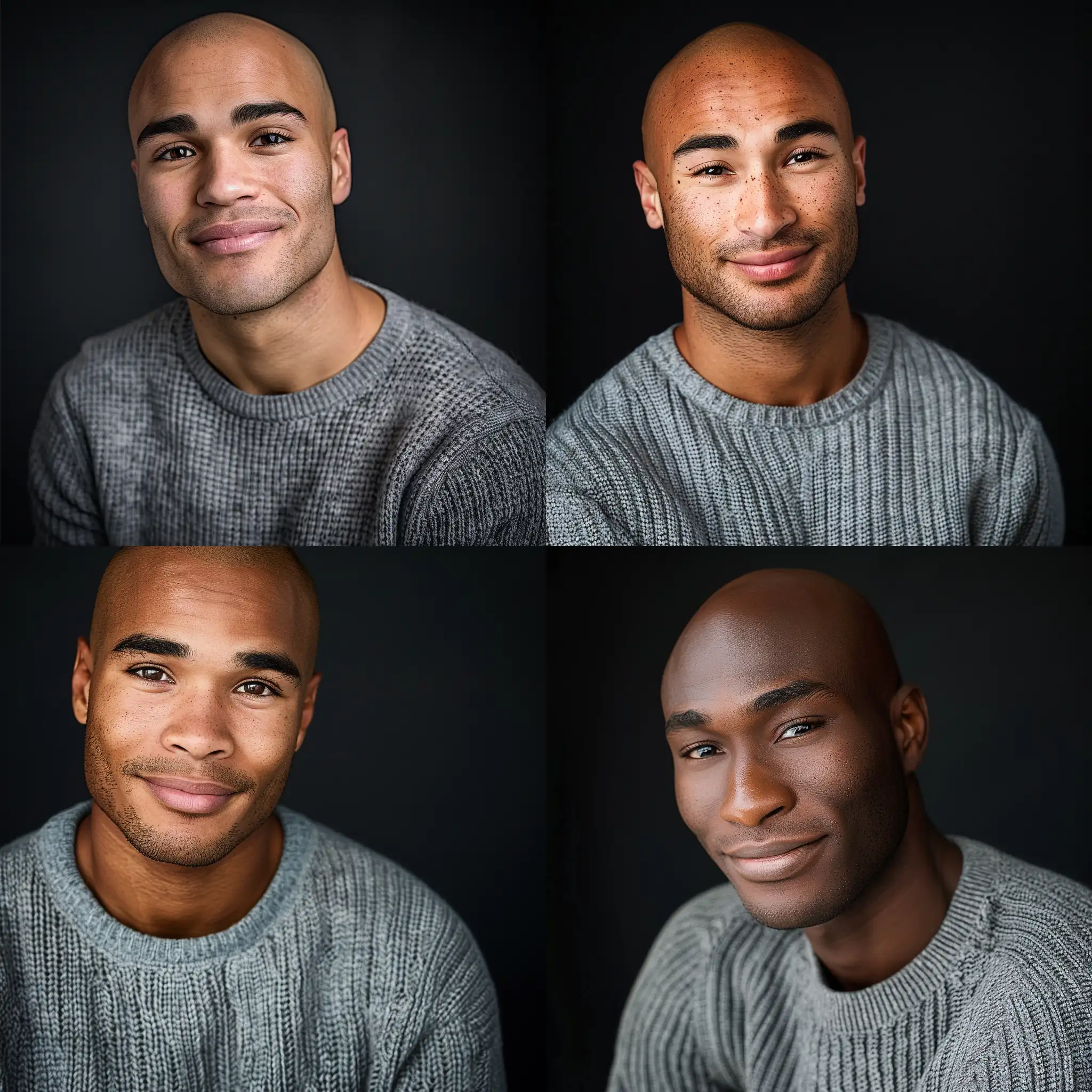 BronzeSkinned-Man-in-Grey-Sweater-Smiling-for-Canon-Camera-Portrait
