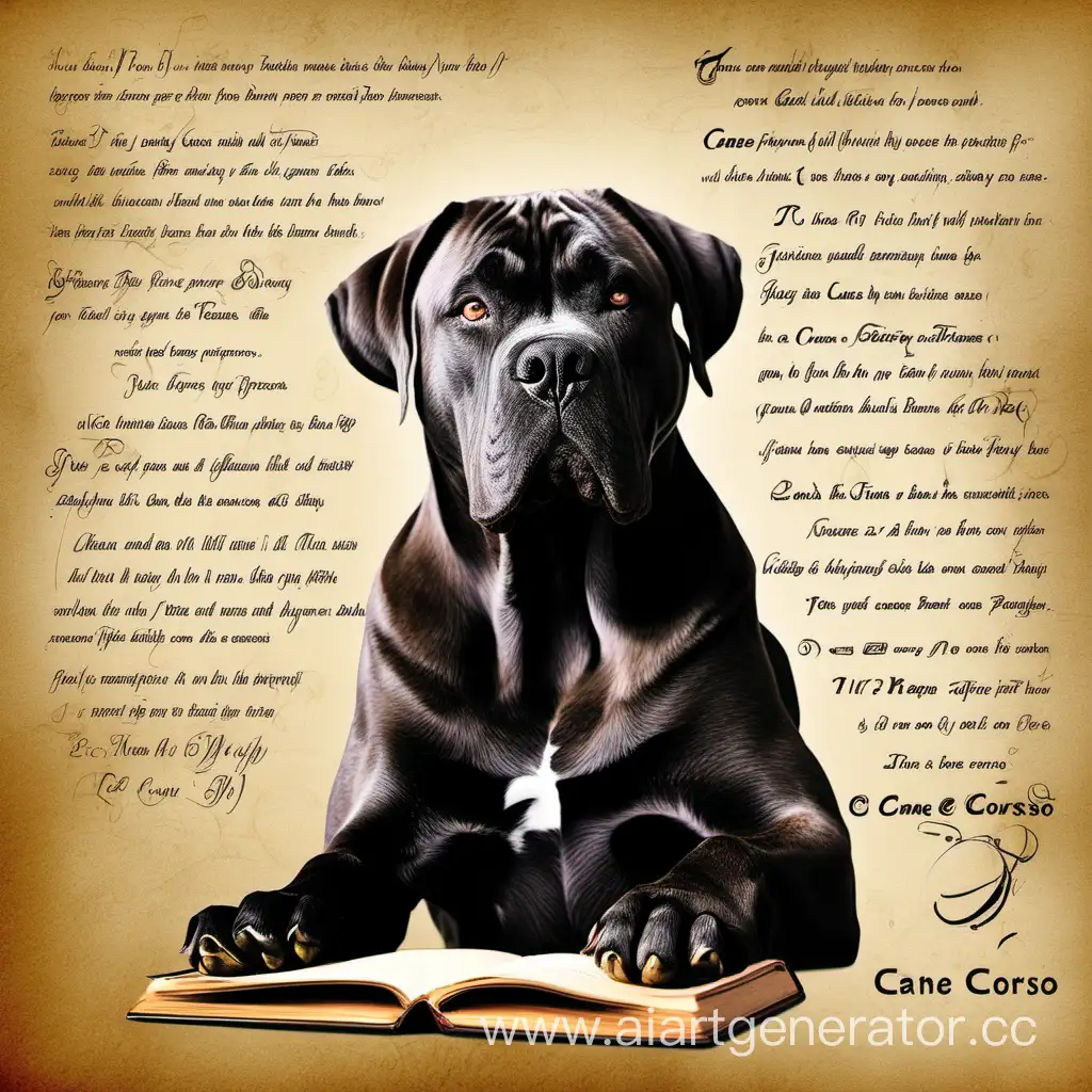 Cane-Corso-Dog-Composing-Poetry-in-Sunlit-Study