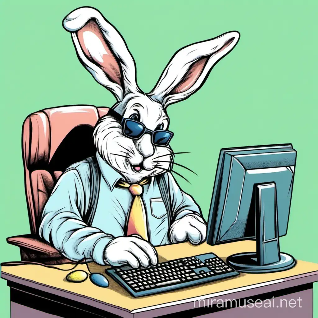Easter Bunny IT Specialist in Casual Attire