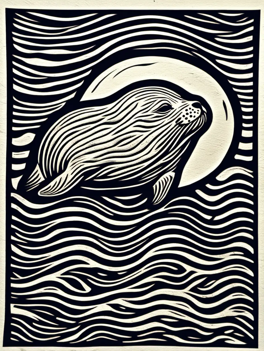 Seal Linocut Artistic Impressions of Marine Elegance