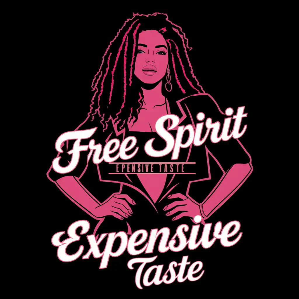 2D  flat design for priniting on shirt in the style of sexy girl 
with typography text
 ( Free Spirit, Expensive Taste ) 
