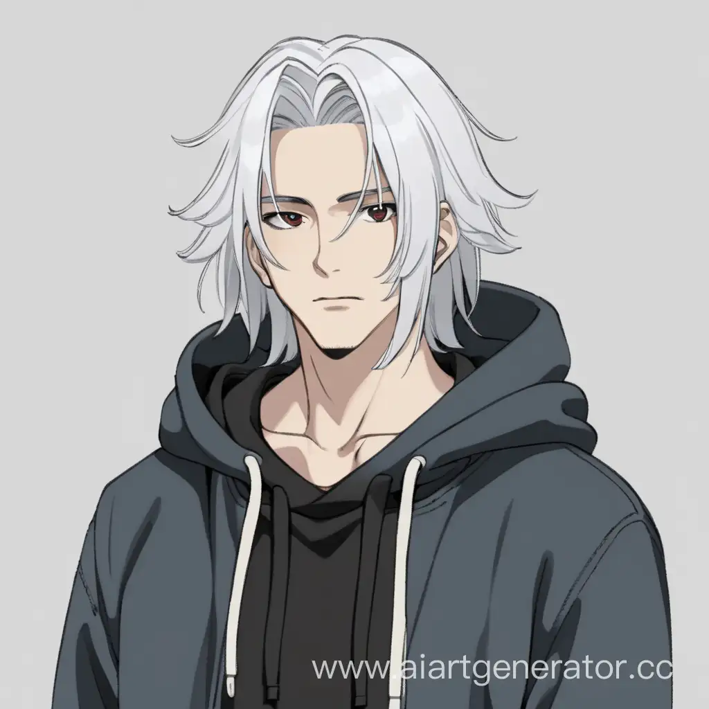 Stylish-Man-with-ShoulderLength-White-Hair-in-Casual-Attire