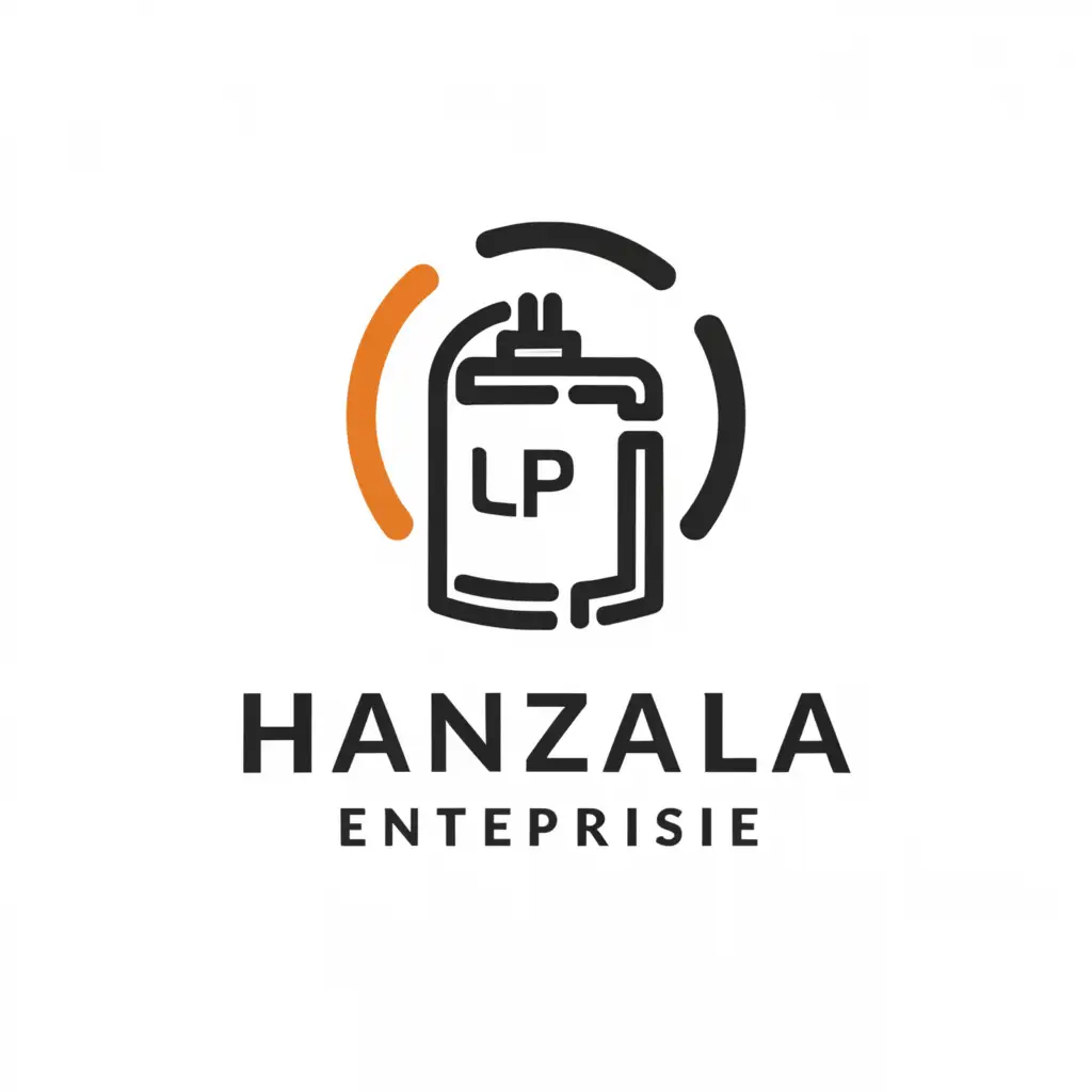 a logo design,with the text "Hanzala Enterprise", main symbol:Lpg gas cylinder,complex,be used in Retail industry,clear background