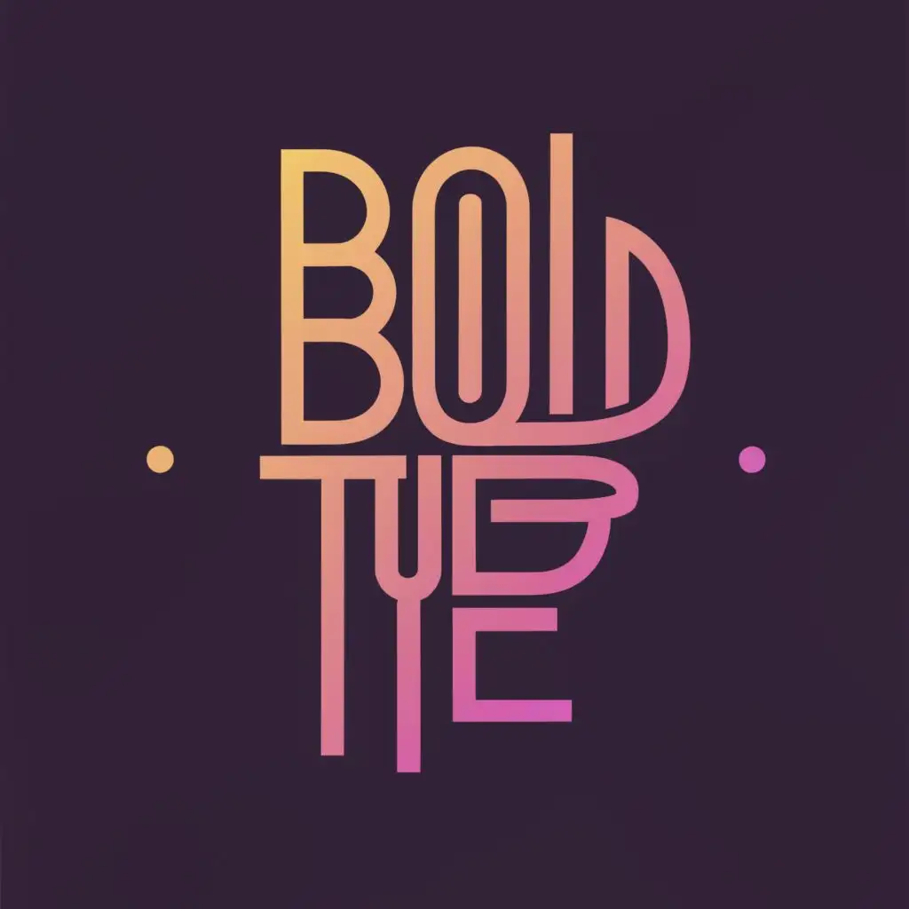 logo, Capital B and T should be purple and pink but classy and bold and very attractive, with the text "Bold type", typography, be used in Entertainment industry