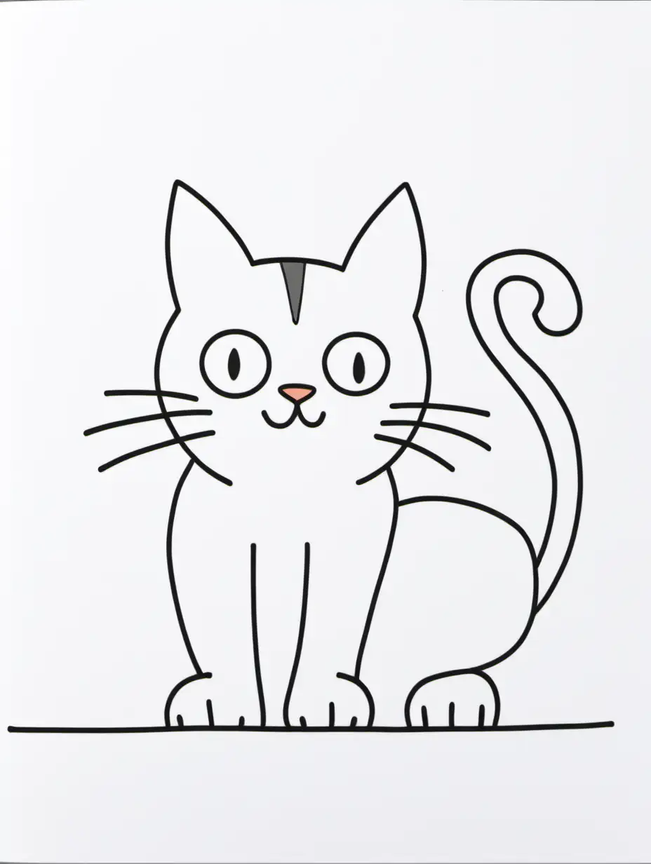 erstelle mir für ein Spielebuch für 5-jährige Kinder ein einfaches Bild einer Katze nur mit dicken schwarzen Linien. 