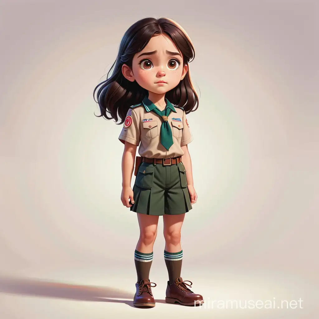 Brave Girl Scout Young Girl in Painful Struggle with Leg Ache