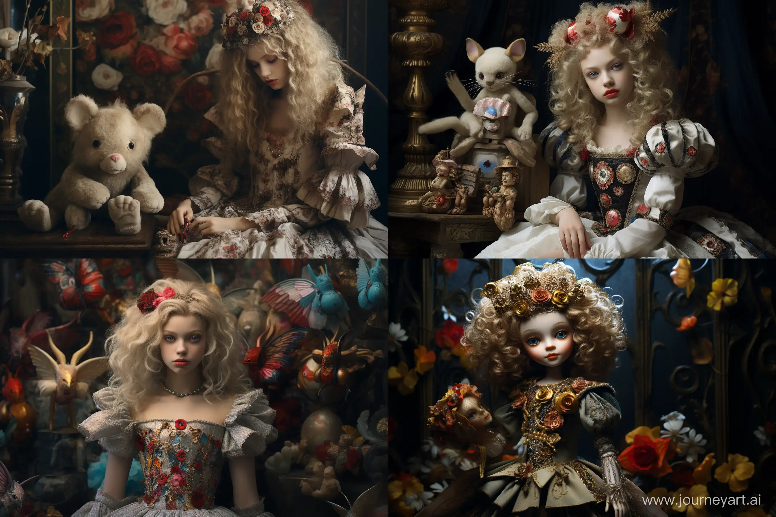 Fairy Tale Fusion:
Merge fairy tale elements:: in a baroque rag doll toy. --ar 3:2 --v 5.2