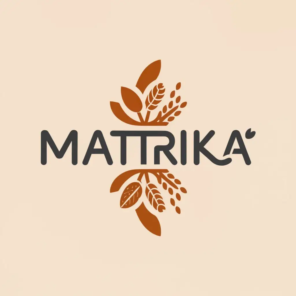 a logo design,with the text "MATRIKA", main symbol:grains, wood press oil, pulses,Moderate,clear background