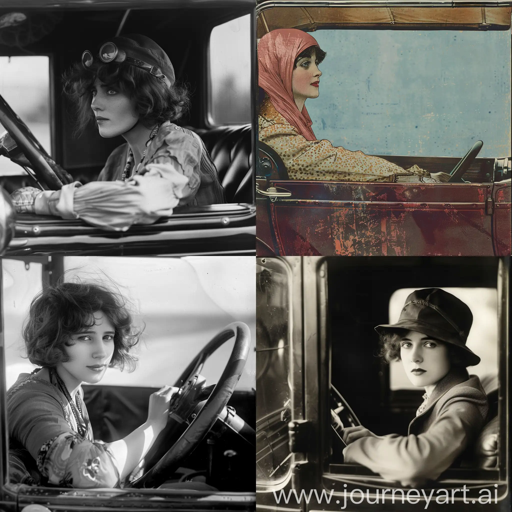 Vintage-1922-Woman-Driving-a-Classic-Car