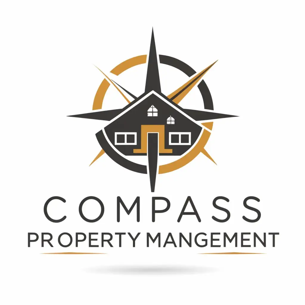 a logo design,with the text "Compass Property management", main symbol:a logo design,with the text "Compass Property management", main symbol:Compass, property,Moderate,be used in Real Estate industry,clear background, house,Moderate,be used in Real Estate industry,clear background