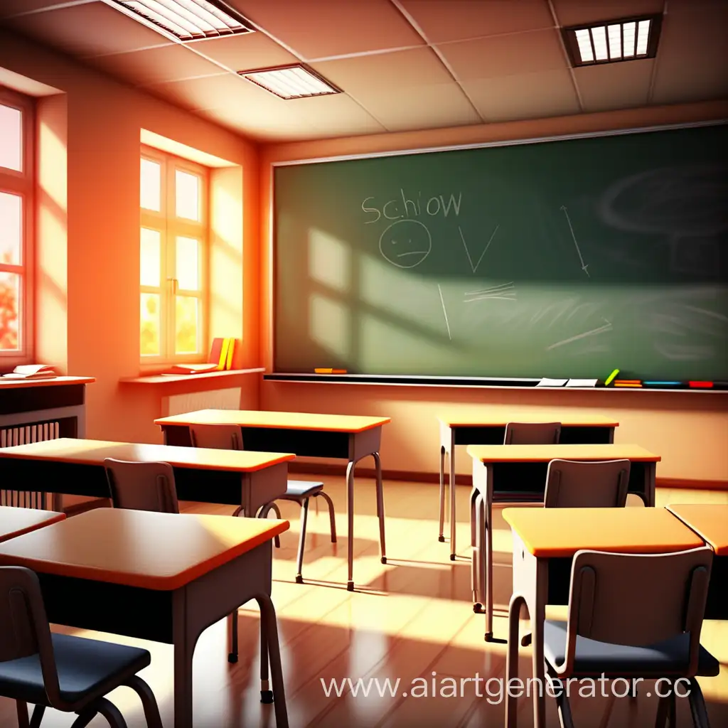 Modern-and-Bright-Empty-School-Classroom-with-Fiery-Effects