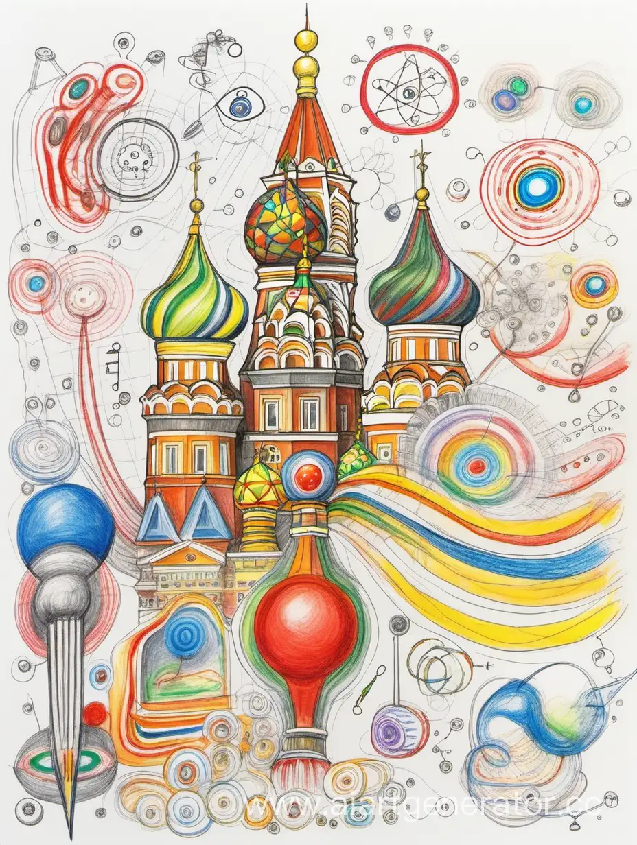 Рисунок "российская наука" в стиле детского рисунка динамика и цвет