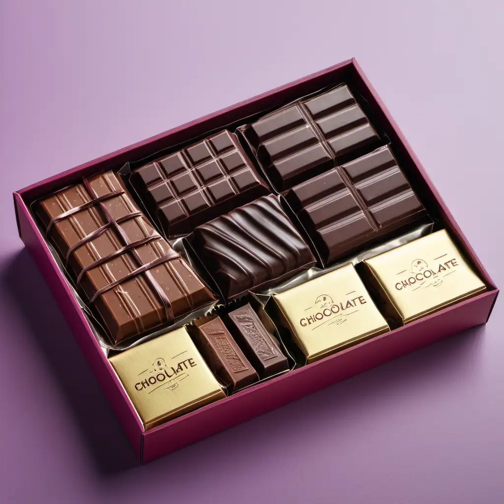 a gift box with chocolate bars