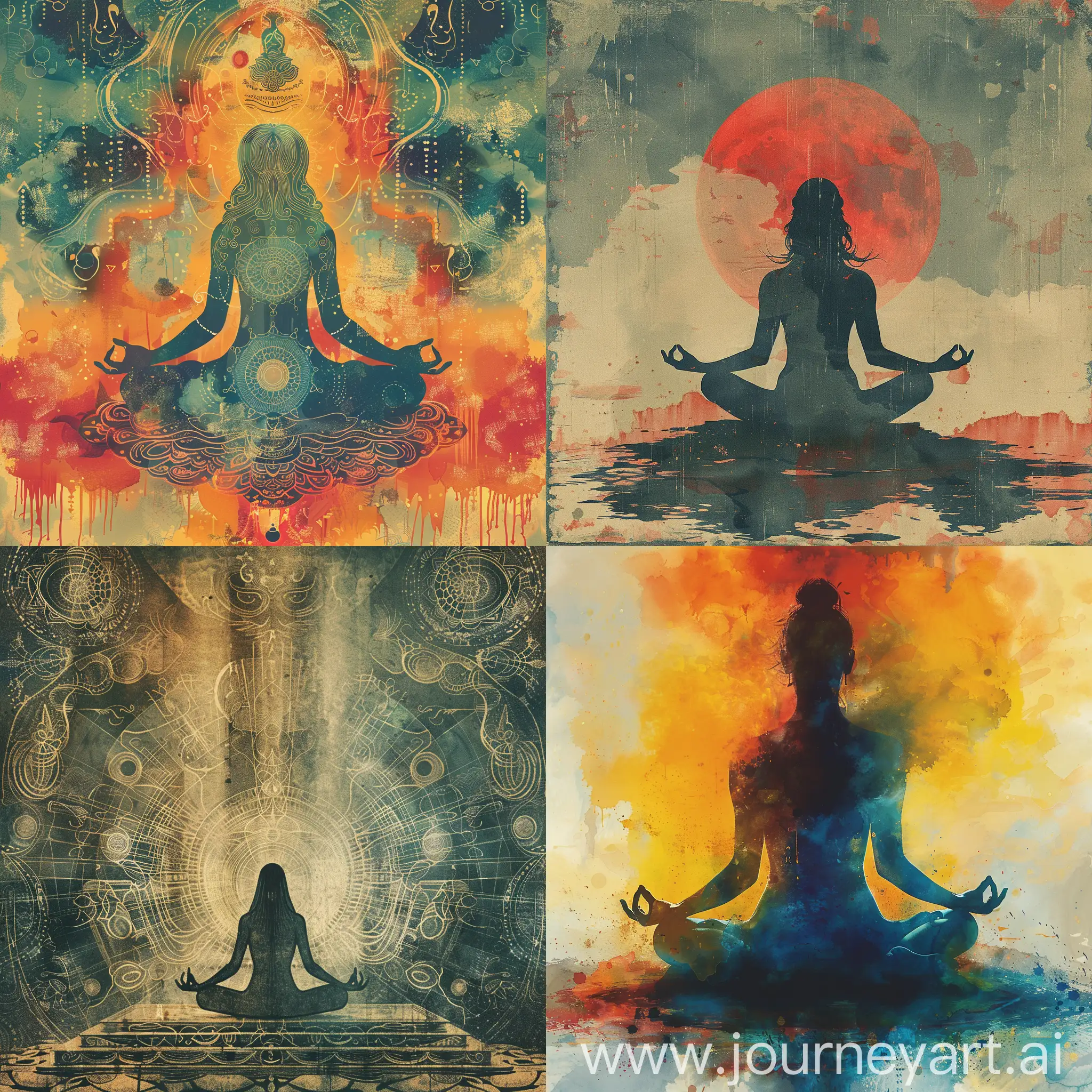 meditation, on background mystical art --style raw --s 350