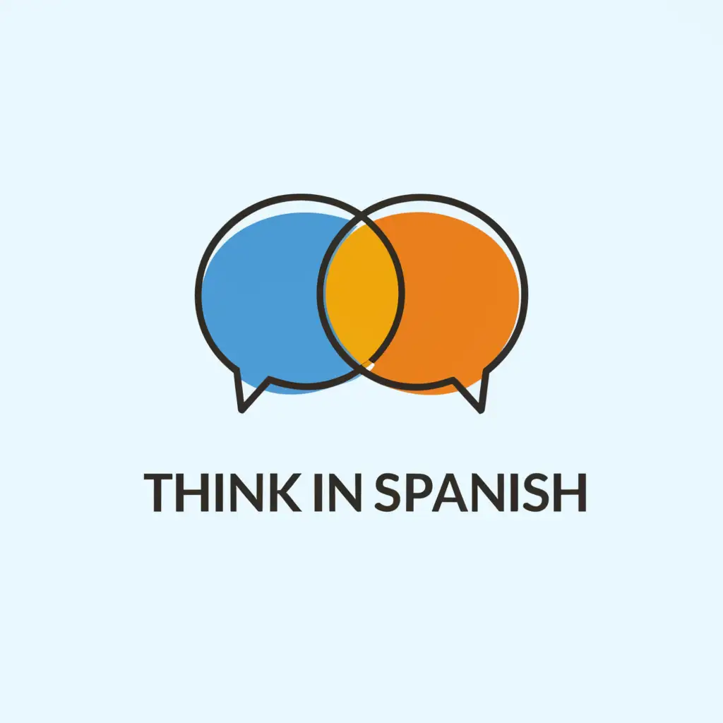 a logo design,with the text 'Think in Spanish', main symbol:Thoughts,Moderate,be used in Education industry,clear background. With popular symbols of the Spanish cultures (flamenco, paella, tacos, sagrada familia) that symbolizes the goal of the Spanish learners of travelling to those Spanish countries
