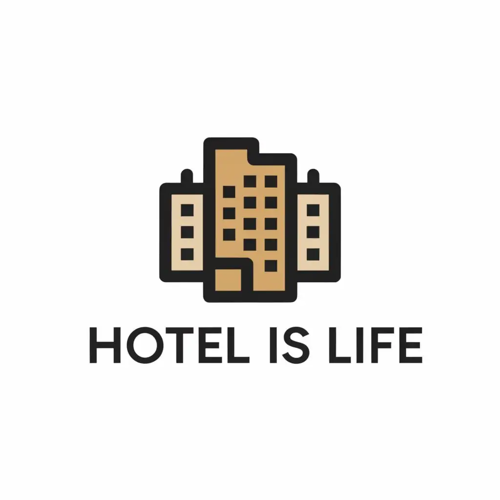 a logo design,with the text "Hotel is life", main symbol:Hotel,Minimalistic,be used in Travel industry,clear background