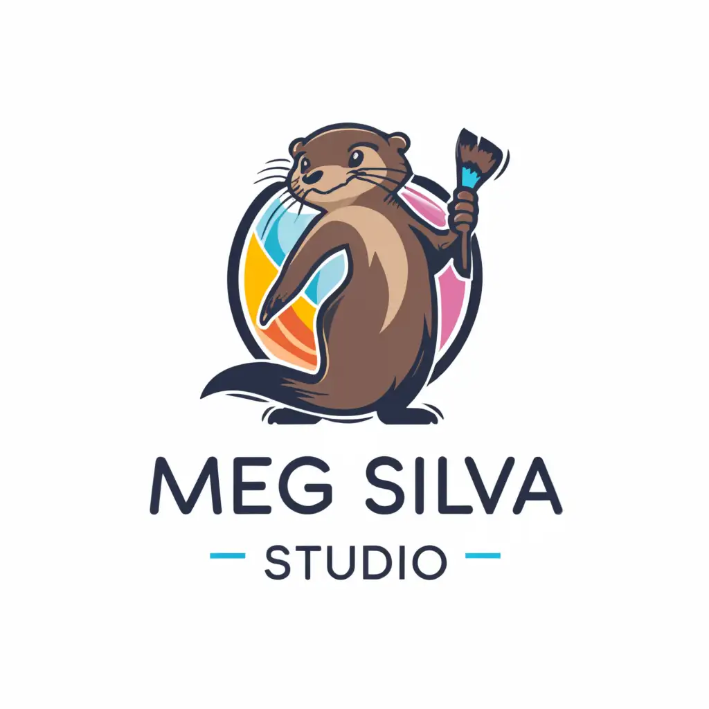 LOGO-Design-For-Meg-Silva-Studio-Graceful-Otter-Emblem-on-a-Clear-Background