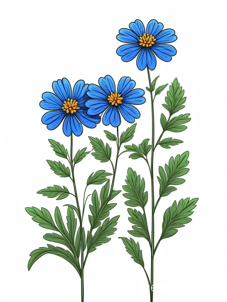 Elegant-Blue-Wildflower-Cluster-Botanical-Line-Art-in-HighQuality-4K