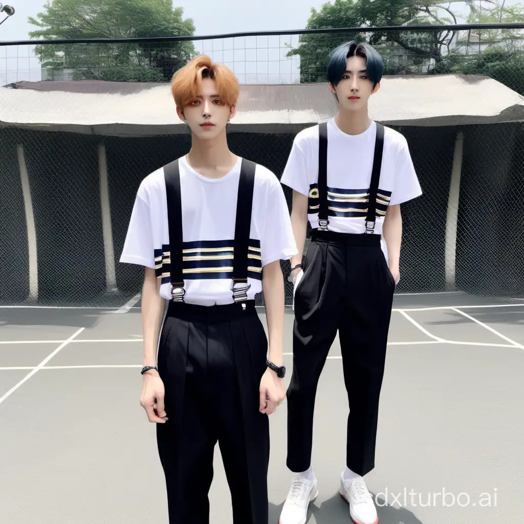Two and a half years, trainee, center point, suspender, male, playing basketball, chicken, Cai Xukun