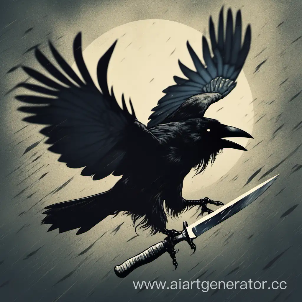KnifeWielding-Crow-Soaring-in-Flight