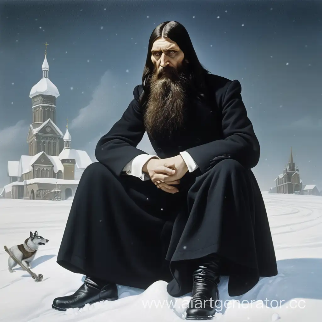 Mystical-Rasputin-Statue-in-a-Serene-Snowscape