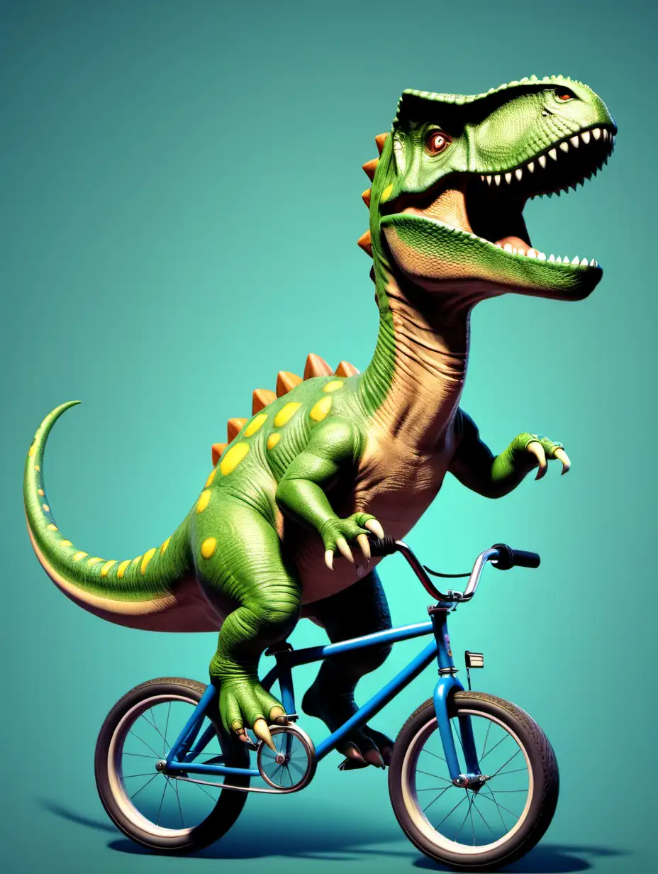 Dinosaur Riding a Bike Adventure Prehistoric Fun in Modern Times