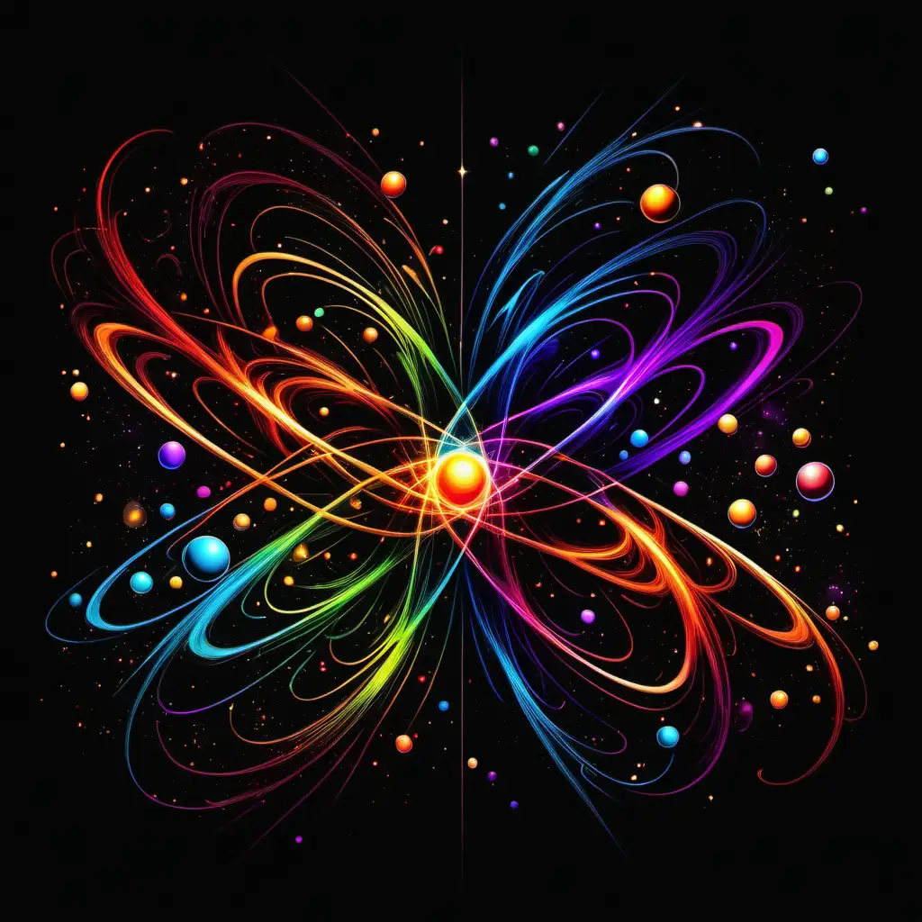 Energy, Bright Colored elements, space, Quantum Physics
 black background