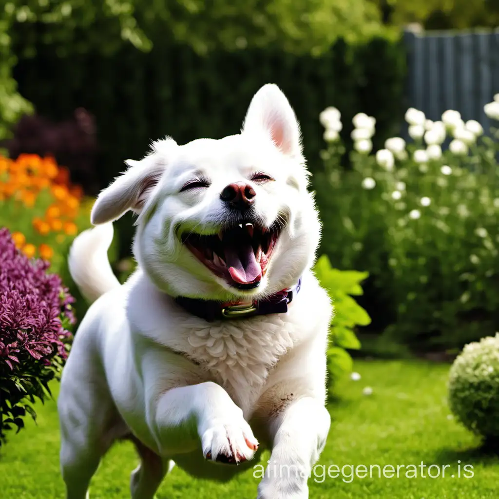 Joyful-Canine-Frolicking-in-a-Vibrant-Garden-Setting