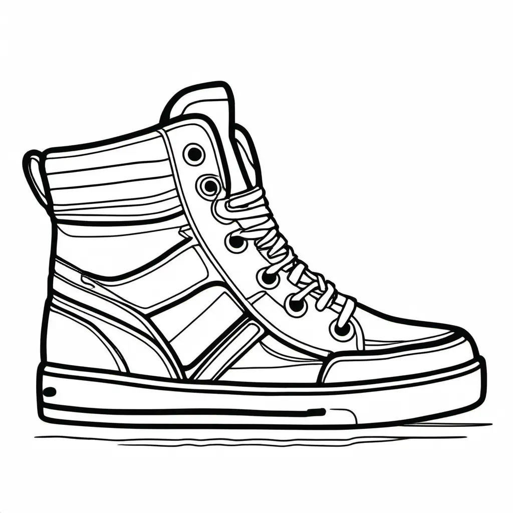 Simple Coloring Page for Kids with Stylish Sneakers on Clean White Background HD