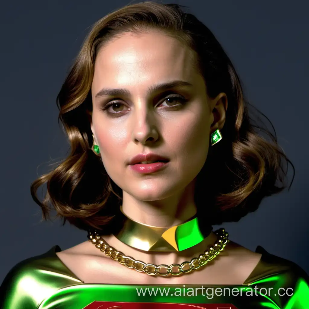 Natalie-Portman-in-Stunning-Gold-Latex-Supergirl-Costume-with-Kryptonite-Accents
