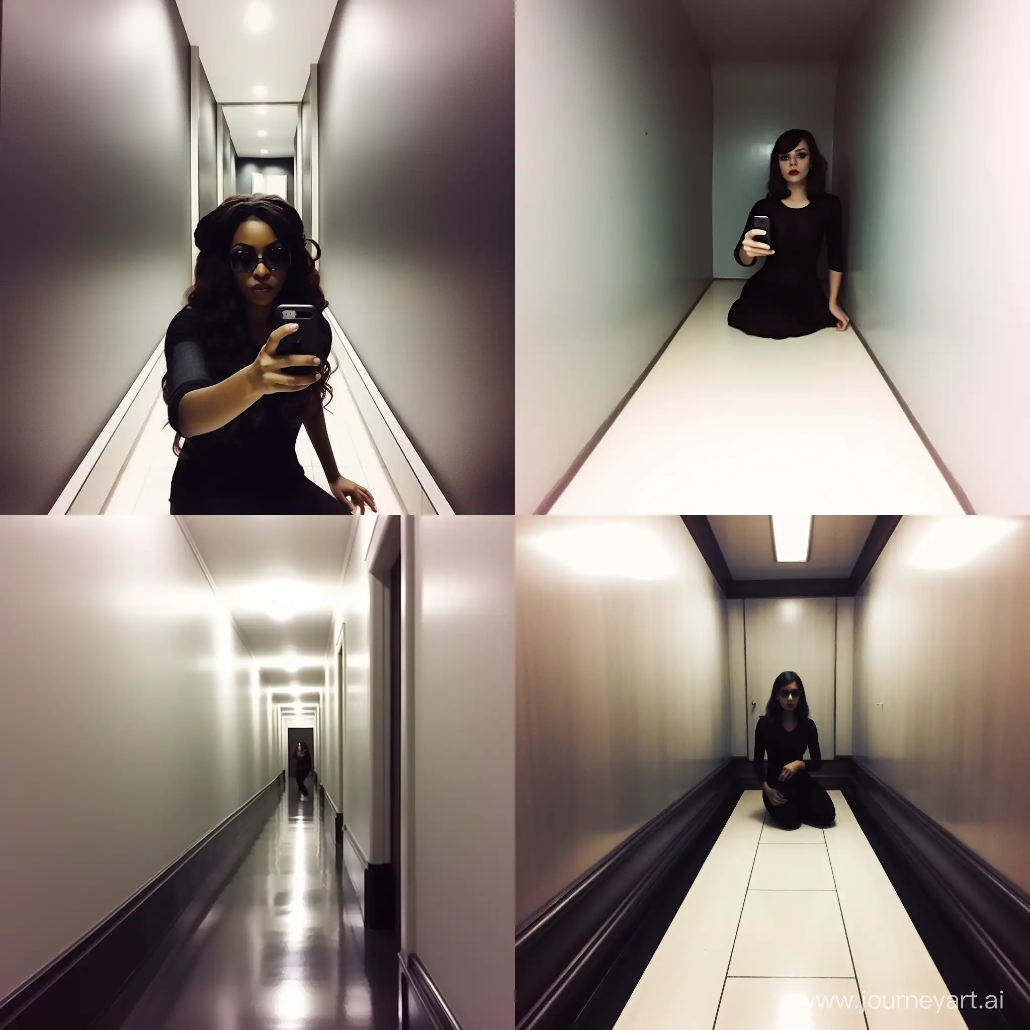 LowQuality-Phone-Selfie-of-Stylish-Woman-in-Black