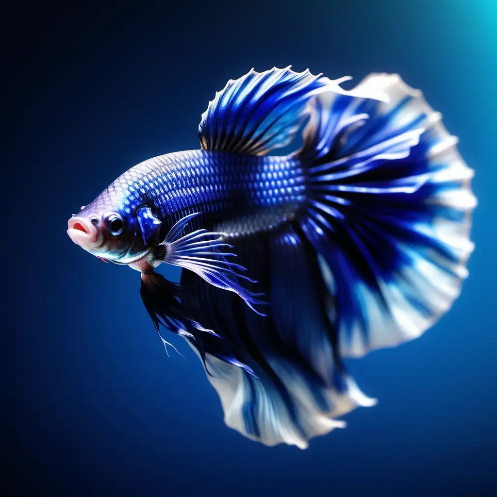 Stunning Realistic Halfmoon Betta Fish in Vibrant Royal Blue 8K HD Image
