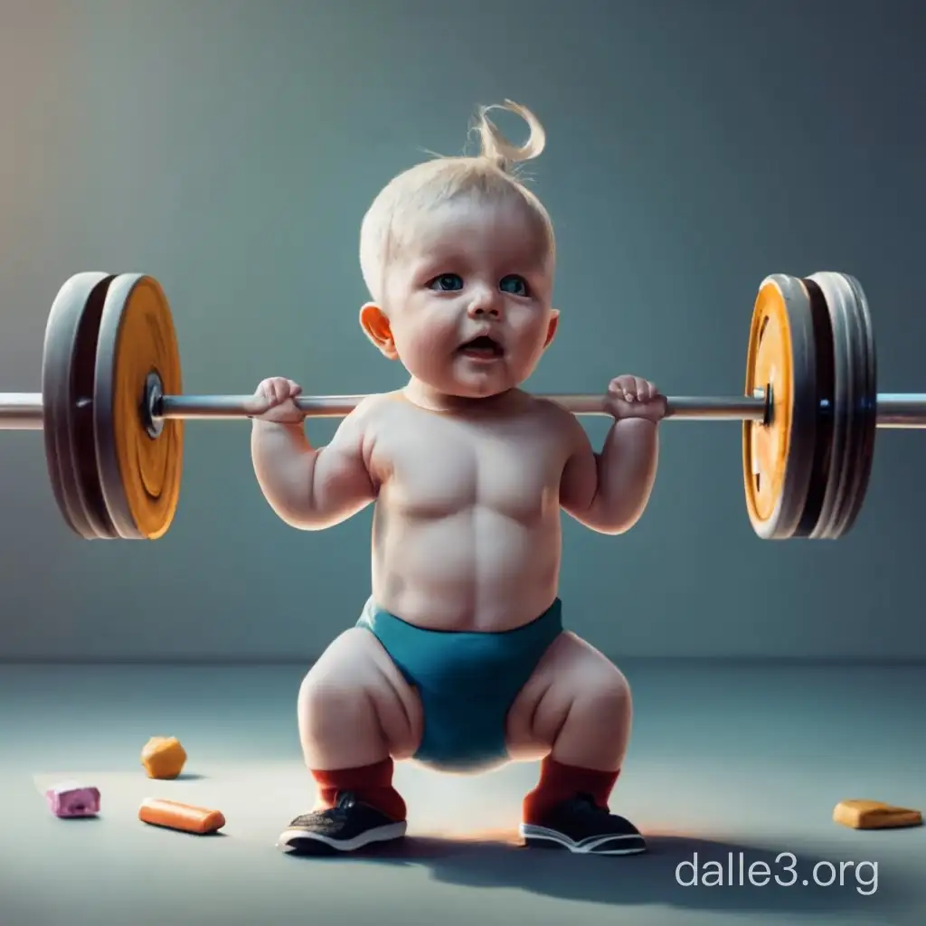 Adorable Baby Engages in Gym Bench Press Exercise with Joyful ...