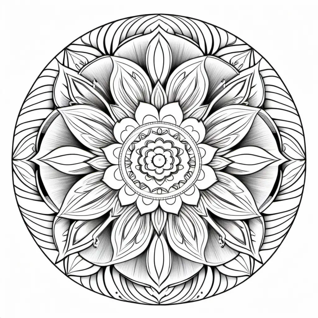 Exquisite Floral Mandala Outlined for Adult Coloring Book