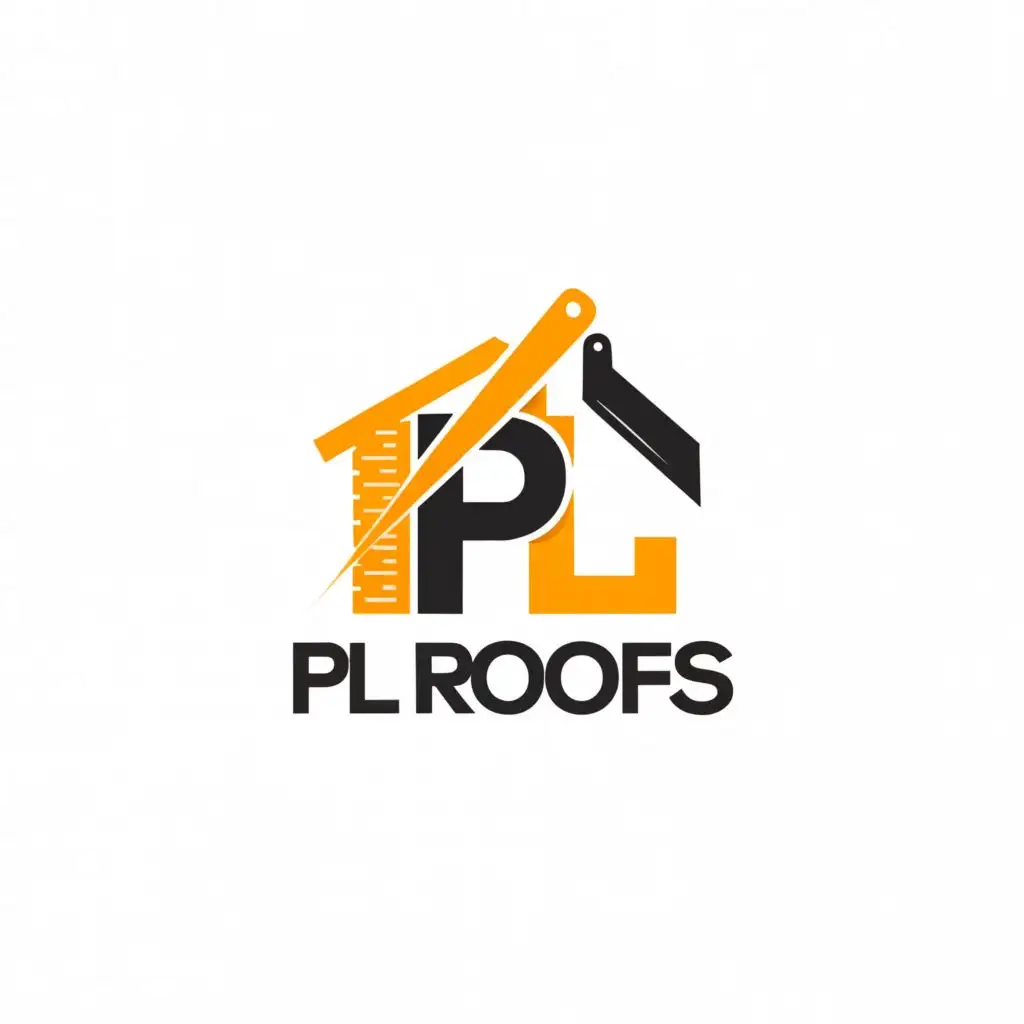 a logo design,with the text "PL Roofs", main symbol:tape measure
roof,Moderate,be used in Construction industry,clear background