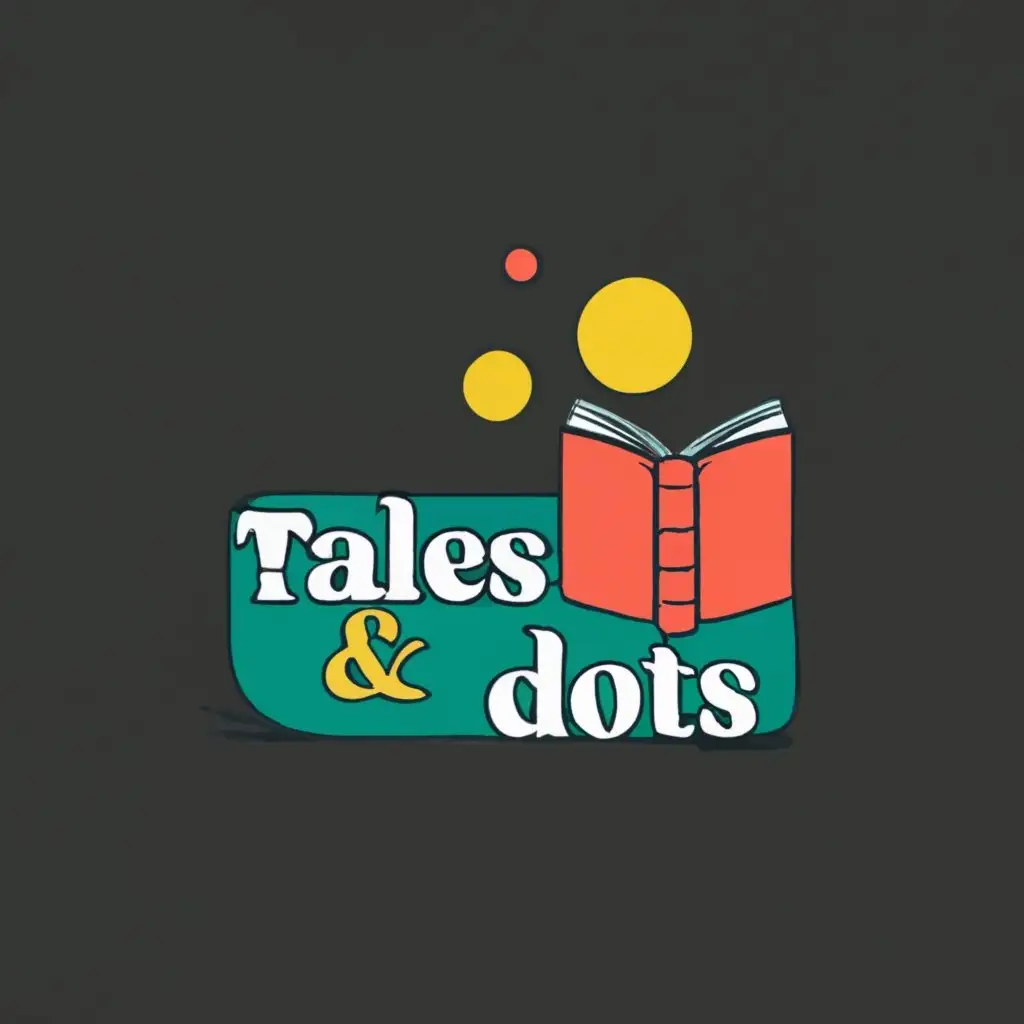 logo, Book and reader, with the text "Tales and dots", typography, be used in Entertainment industry
