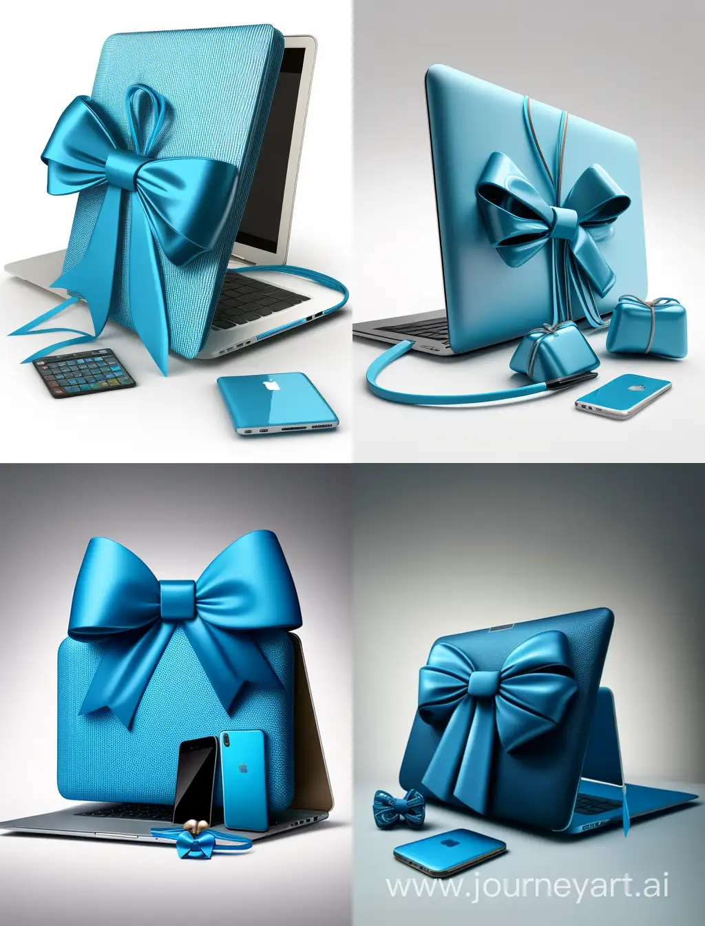 Professional-Workspace-Essentials-Laptop-Mobile-Phone-and-Name-Tag-in-a-Blue-Bow