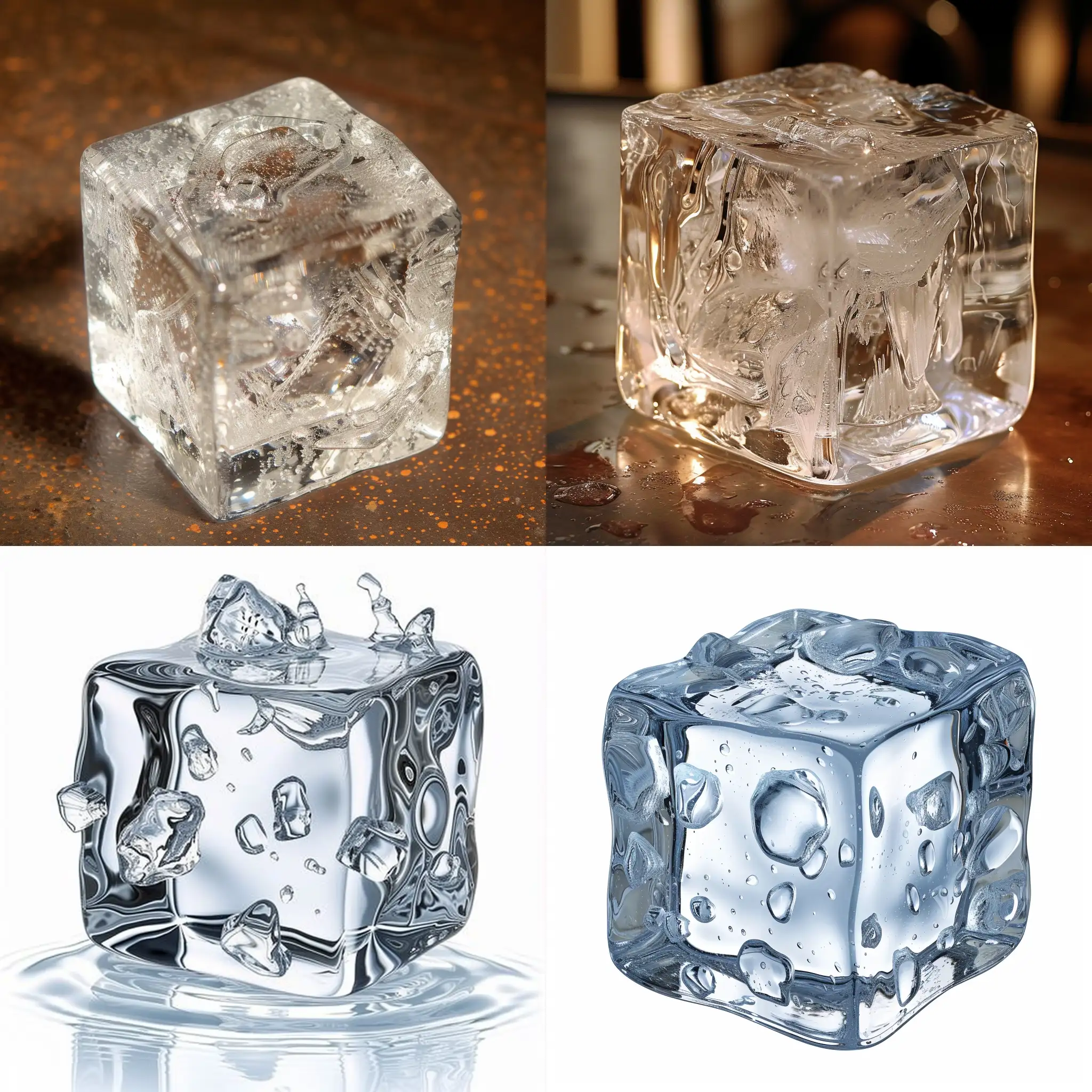Melting-Ice-Cube-on-Reflective-Surface