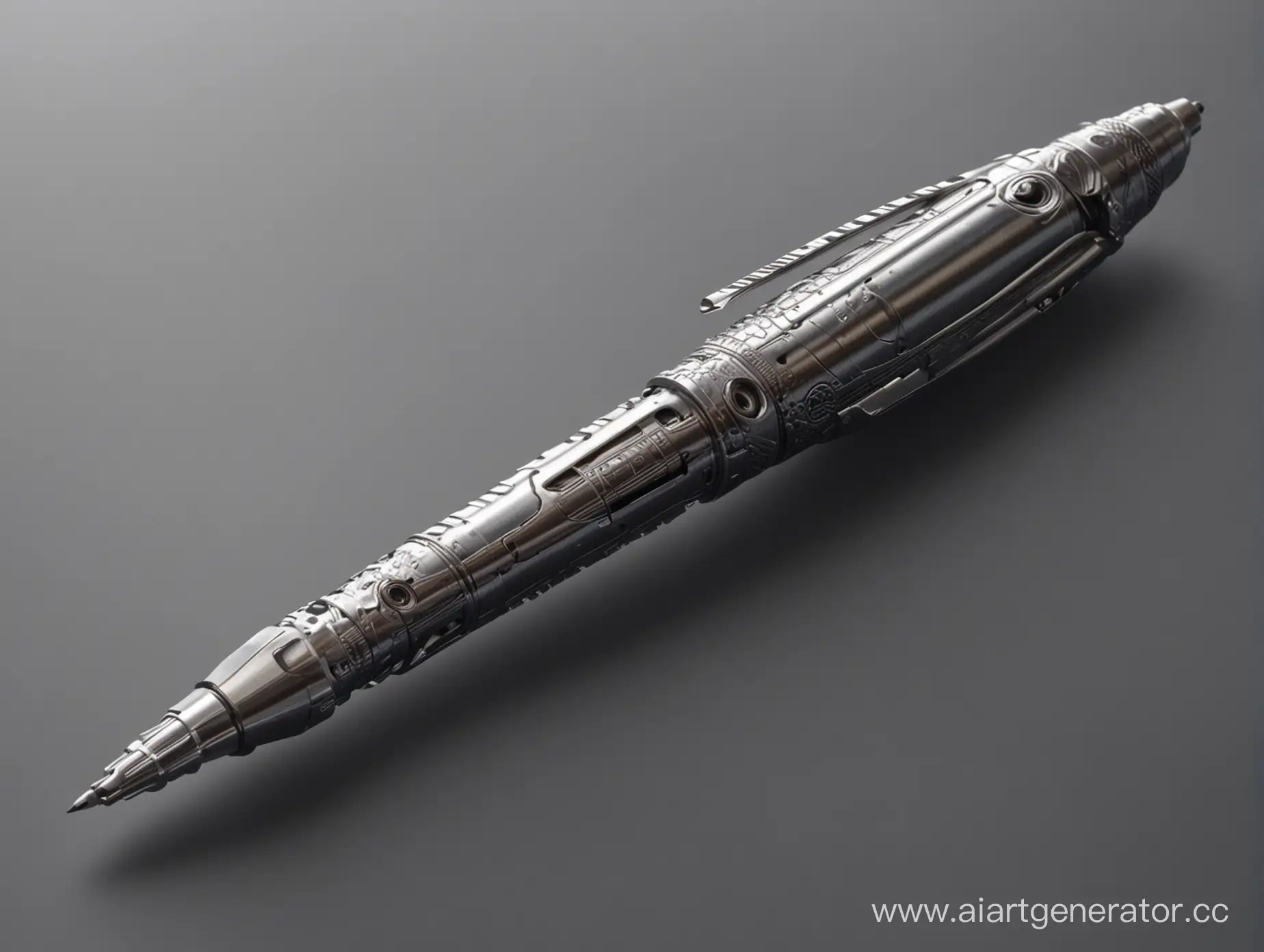 Realistic-Metal-Ballpoint-Pen-Crafted-from-Engine-Piston-in-4K-Detail