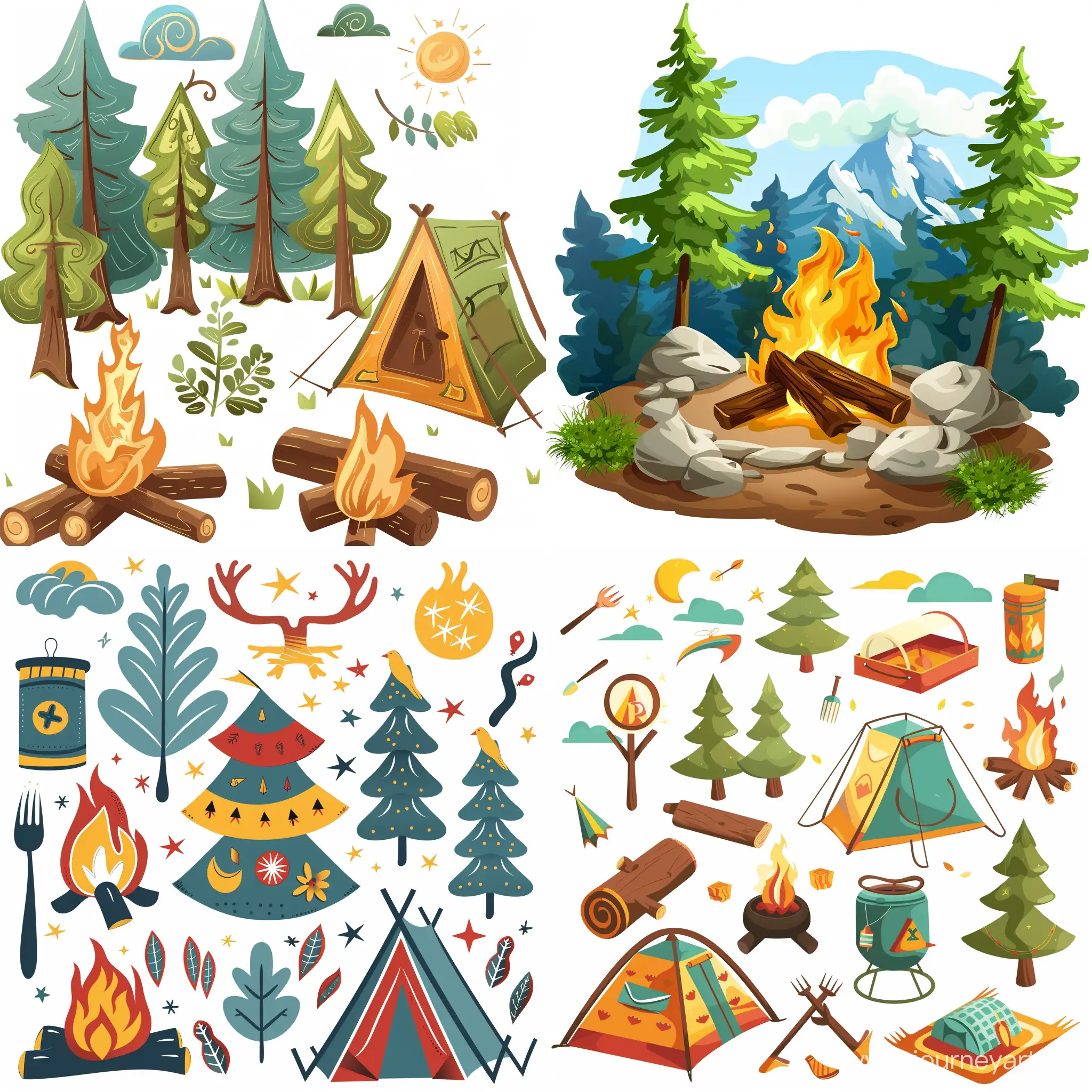Happy-Family-Camping-Together-in-Wilderness-Outdoor-Adventure-Clipart