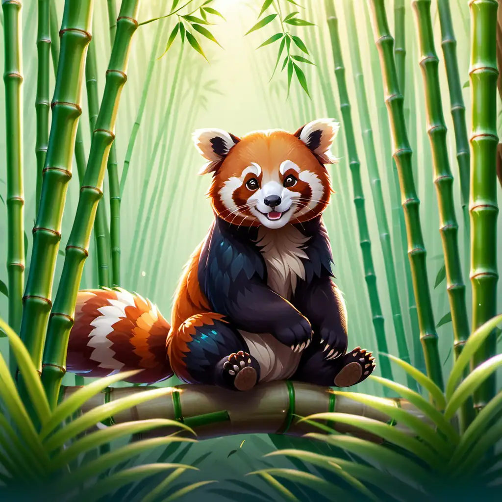 illustration, hintergrund china, Rote Pandas leben gerne in den Bambuswäldern Chinas,