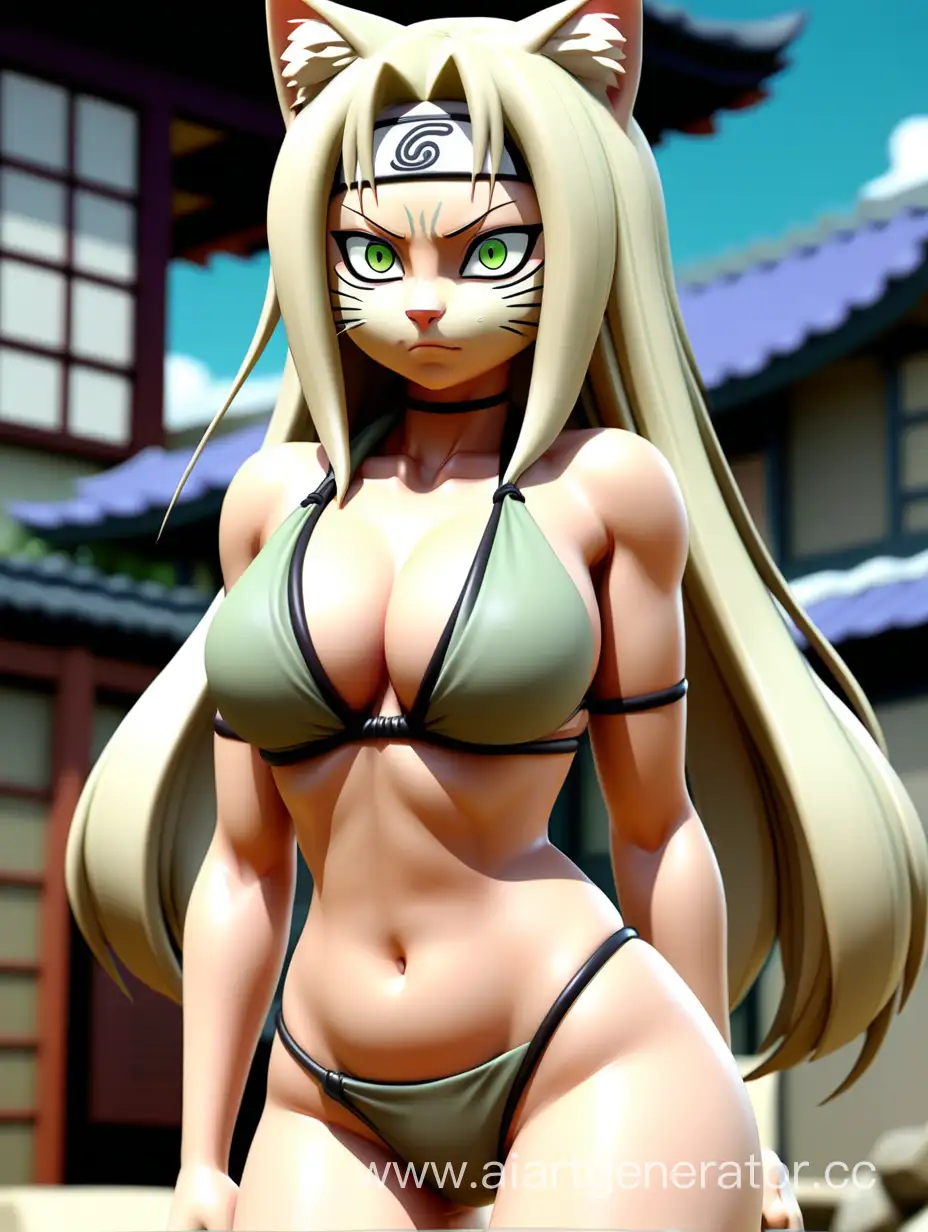 Tsunade senju wearing bikini cat outfit Standing up